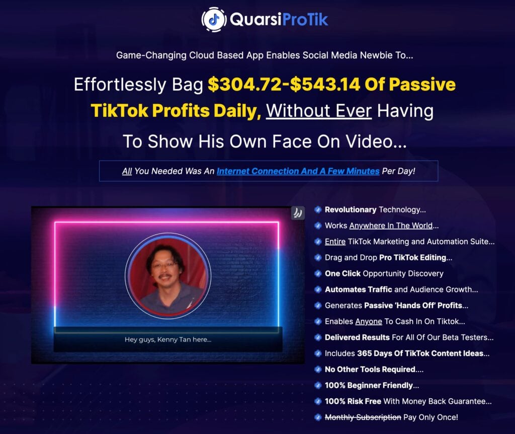 QuarsiProTik Review – Make $304 Passive TikTok Profits Daily?